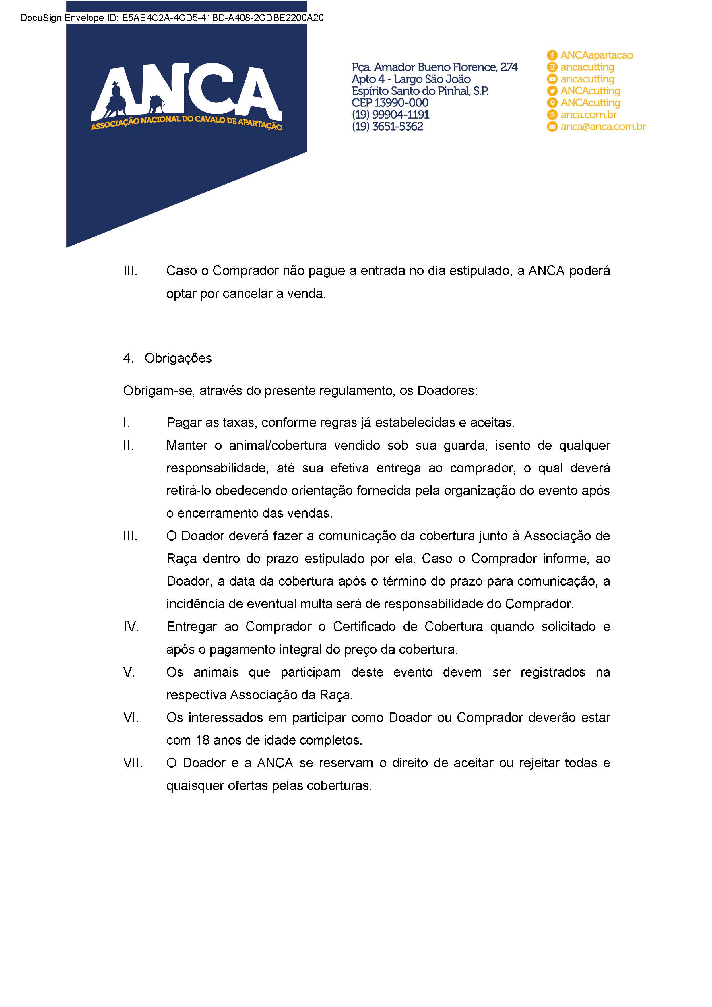 Regulamento - Vendas de Coberturas da ANCA 2022 (Oficial) Página 2